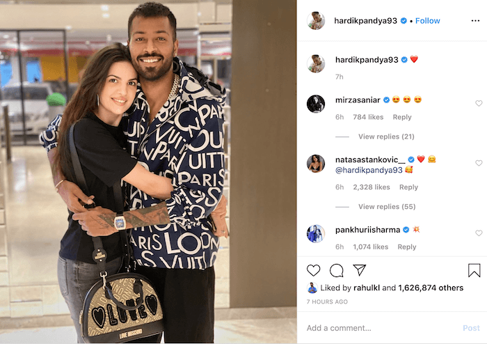 Hardik Pandya, Natasa Stankovic