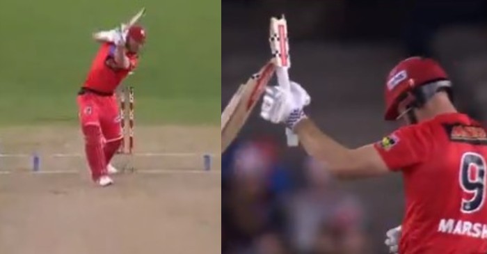 WATCH: Lance Morris breaks Shaun Marsh’s bat into two parts in BBL 2019-20