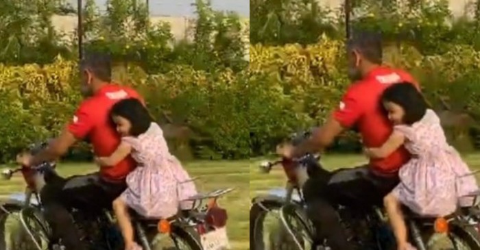 WATCH: MS Dhoni and his daughter Ziva enjoying a bike ride inside their farmhouse