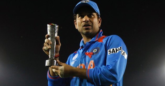 Sachin Tendulkar with a trophy