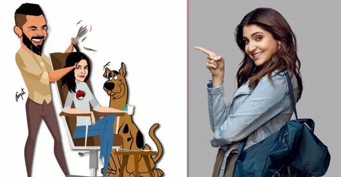 ‘Umm the reverse is…’ Anushka Sharma reacts hilariously to a cartoon of Virat Kohli giving her a hair-cut