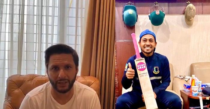 Shahid Afridi buys Mushfiqur Rahim’s historic bat to help the Bangladeshi citizens