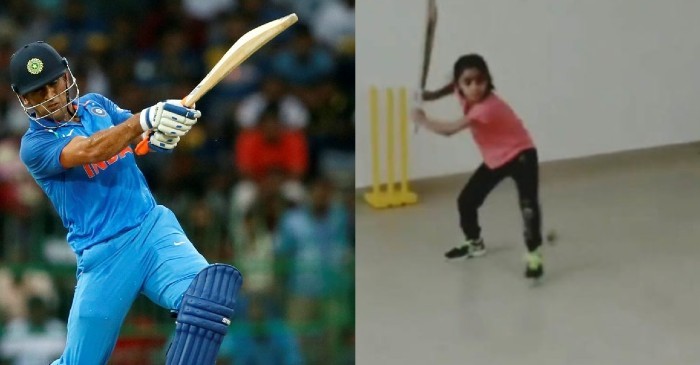 Cricketing world in awe of a seven-year-old girl emulating MS Dhoni’s helicopter shot