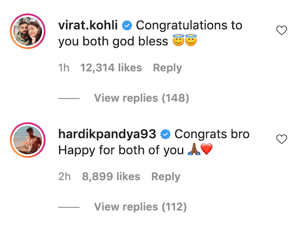 Virat Kohli, Hardik Pandya comment