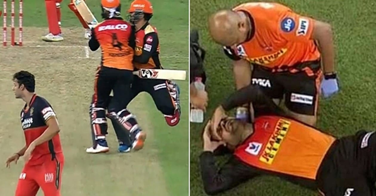 IPL 2020: Rashid Khan floored after a massive collision with teammate Abhishek Sharma