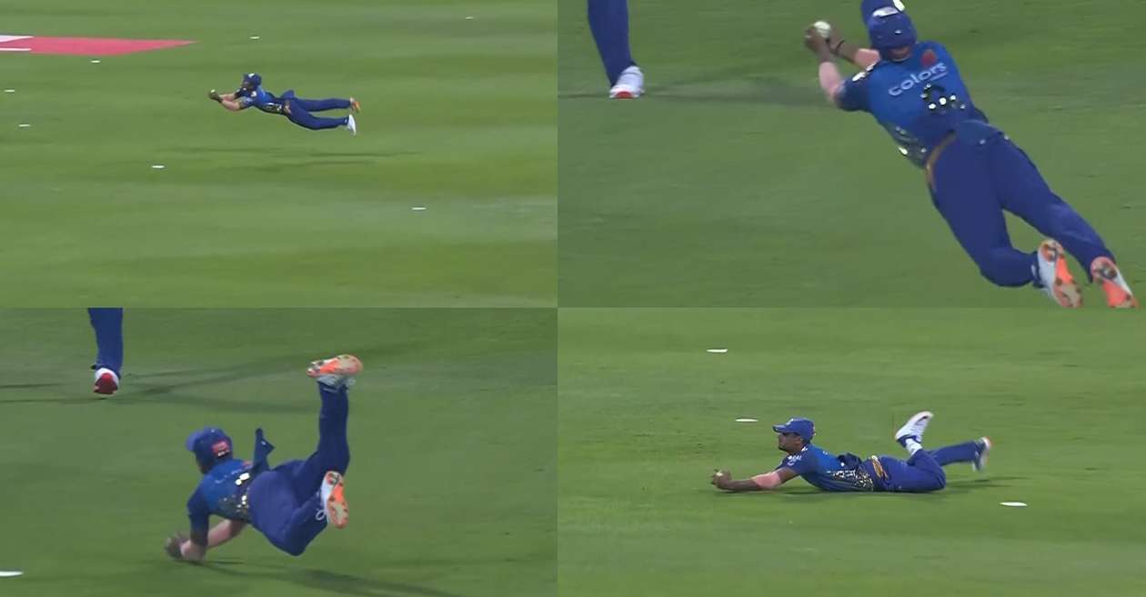 IPL 2020: WATCH – Anukul Roy produces a Superman-esque effort to dismiss Mahipal Lomror