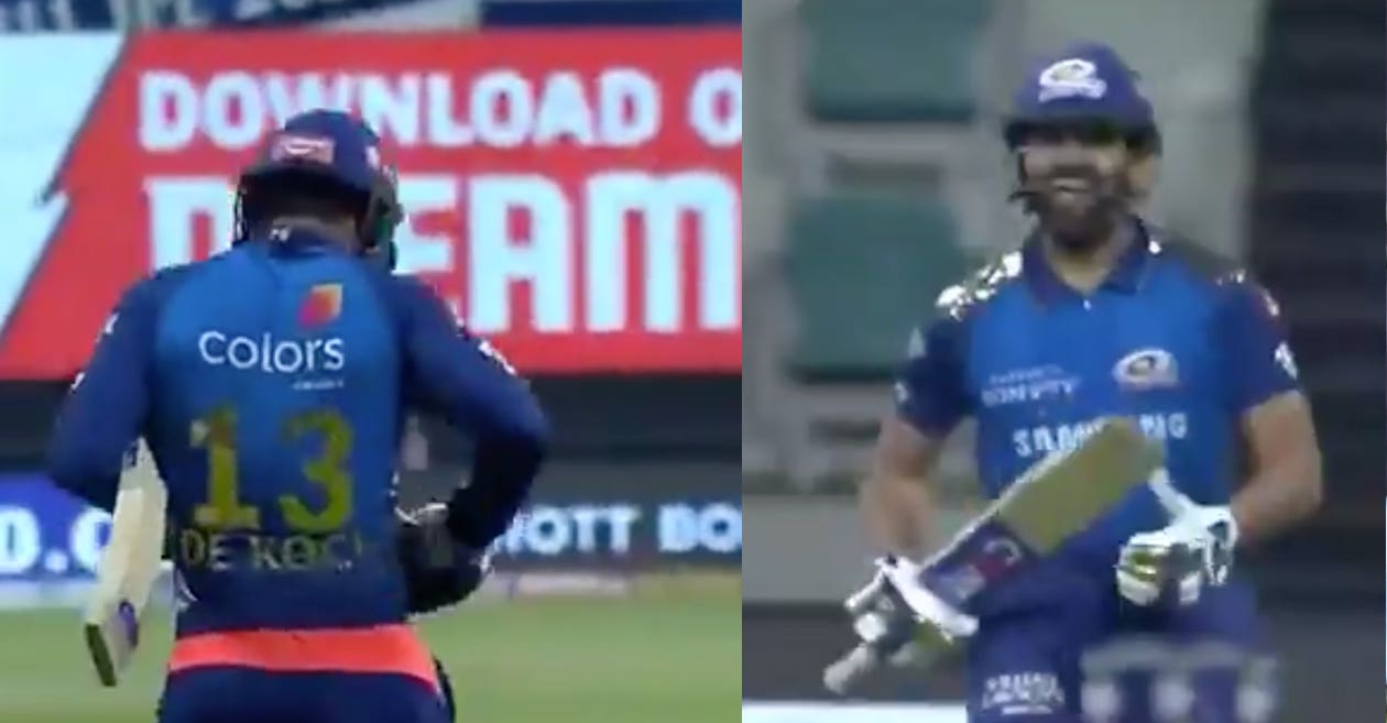 IPL 2020 – WATCH: Quinton de Kock walks out to bat in his training trouser; Rohit Sharma in splits