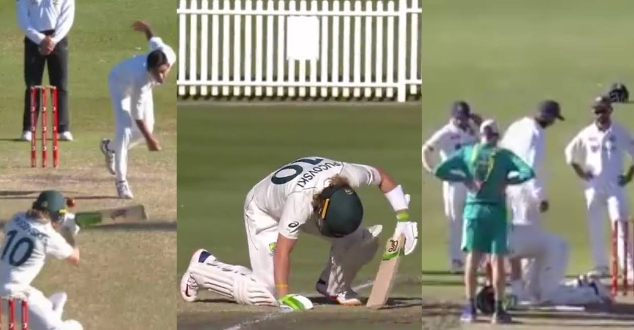 WATCH: Australian star Will Pucovski struck on the helmet by Kartik Tyagi’s pinpoint bouncer