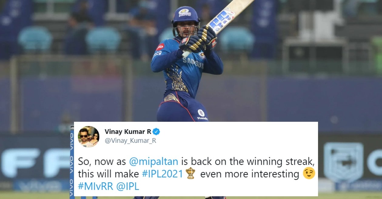 Twitter reactions: Quinton de Kock steers MI to sensational win over RR – IPL 2021