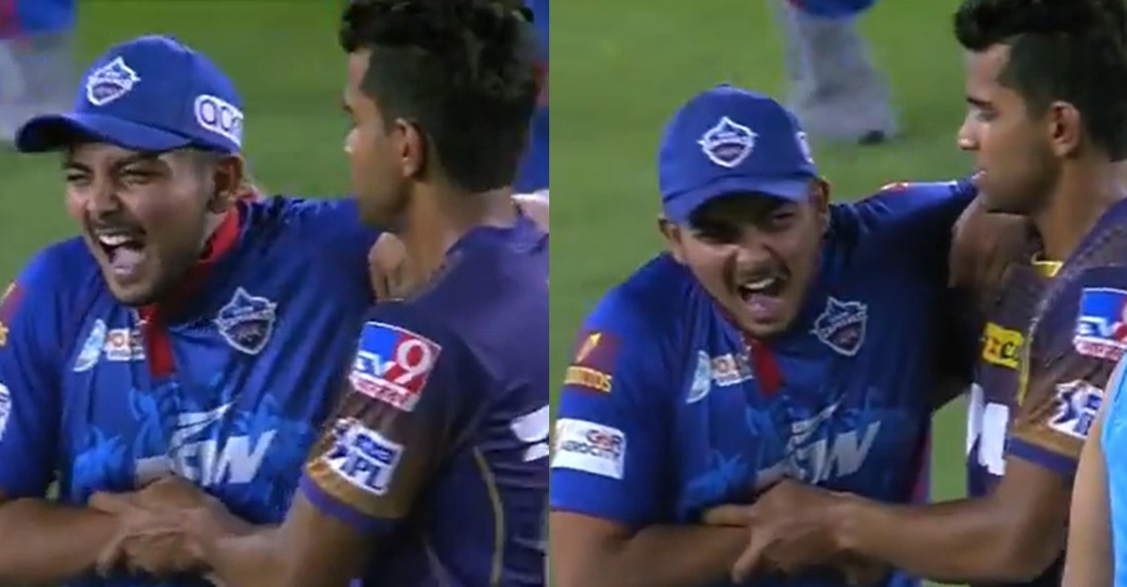 IPL 2021: WATCH – Shivam Mavi teasingly grabs Prithvi Shaw’s neck after getting hit for 6 fours in an over