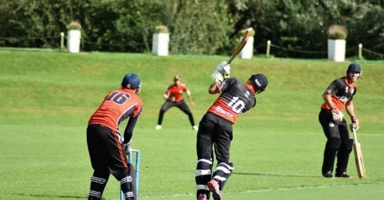 Aritharan Vaseekaran smashes six sixes in an over in the ECS T10 Krefeld