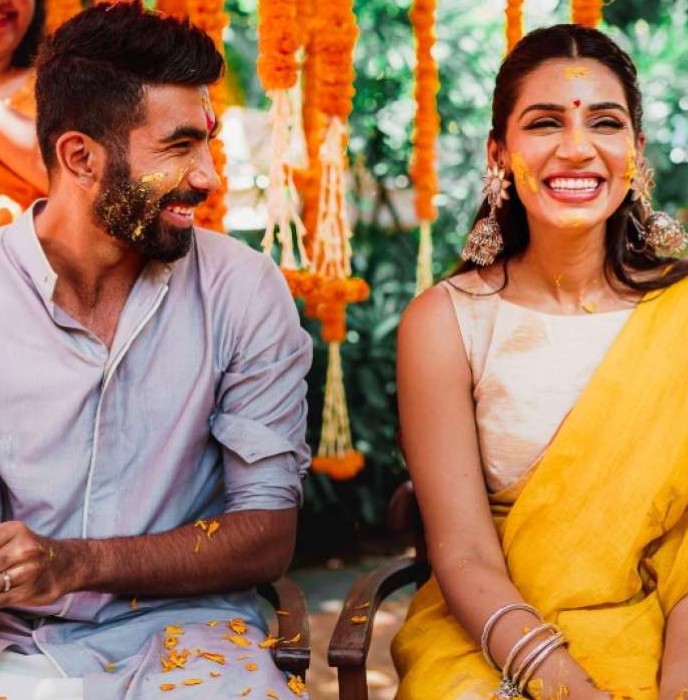 Jasprit Bumrah with Sanjana Ganesan