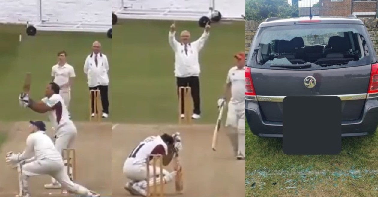 WATCH: Club cricketer breaks his own car’s windscreen with a massive six