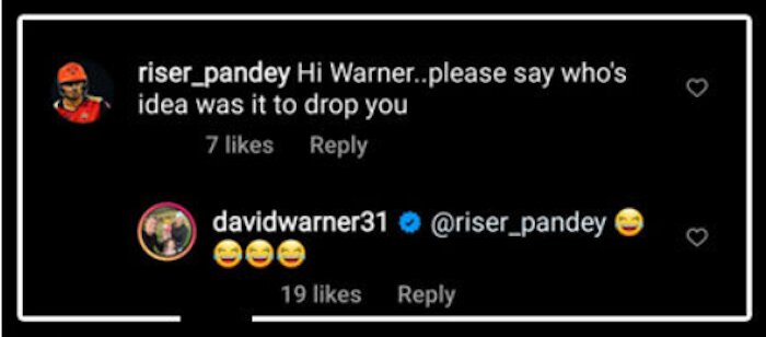 David Warner's reply