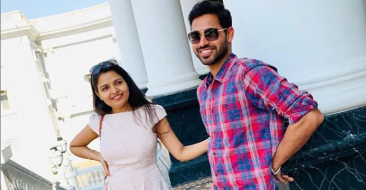 Bhuvneshwar Kumar gets trolled by his wife Nupur Nagar for drawing ‘corona’ mehndi design on her hand