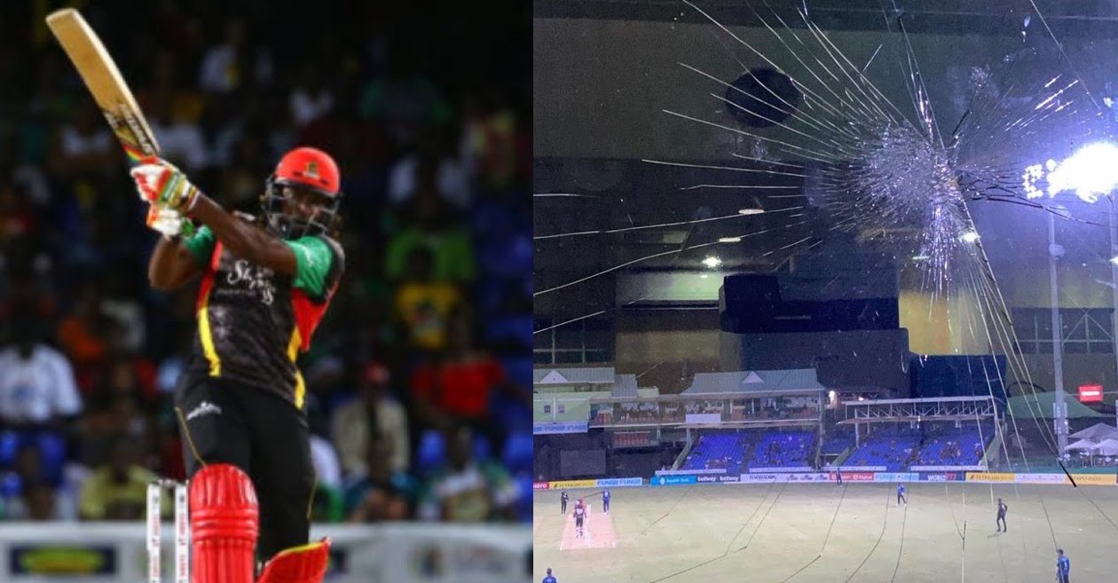 WATCH: Chris Gayle smashes window with dead-straight six off Jason Holder in CPL 2021