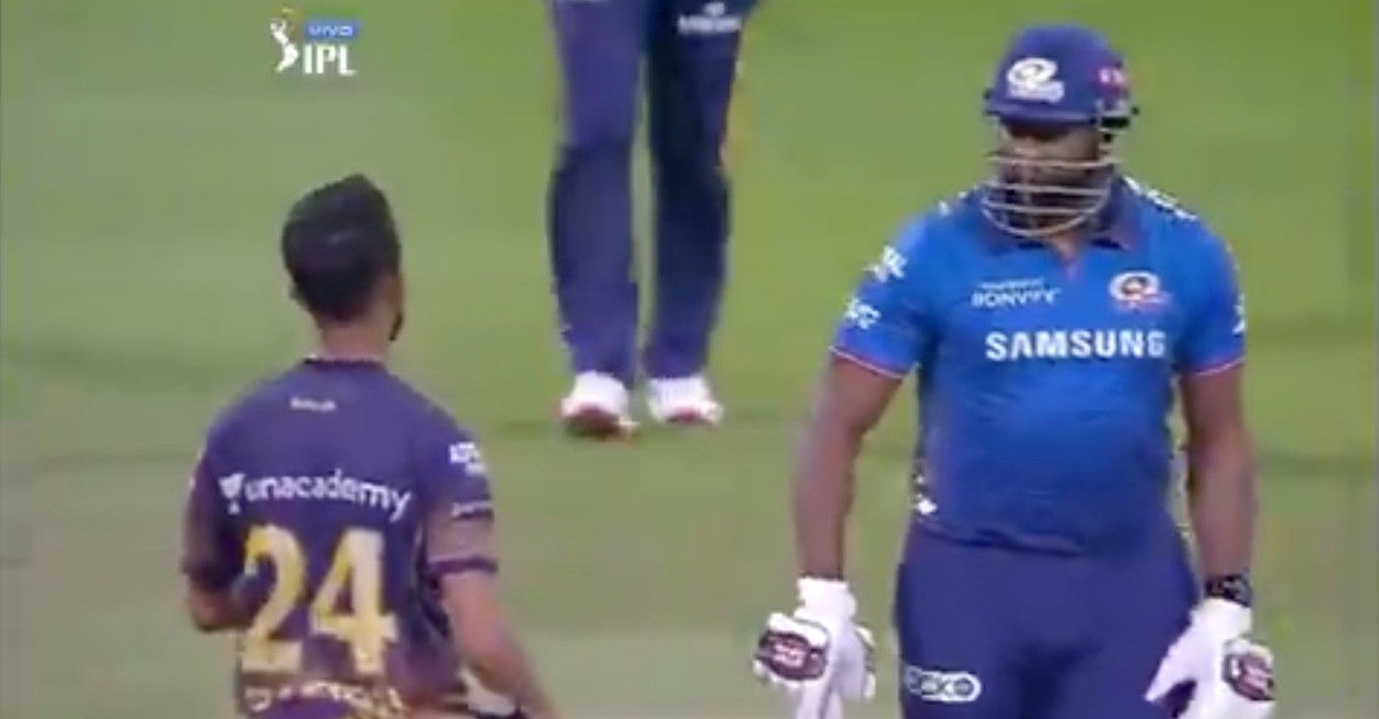 IPL 2021: WATCH – Kieron Pollard loses calm after KKR pacer Prasid Krishna tries to intimidate him