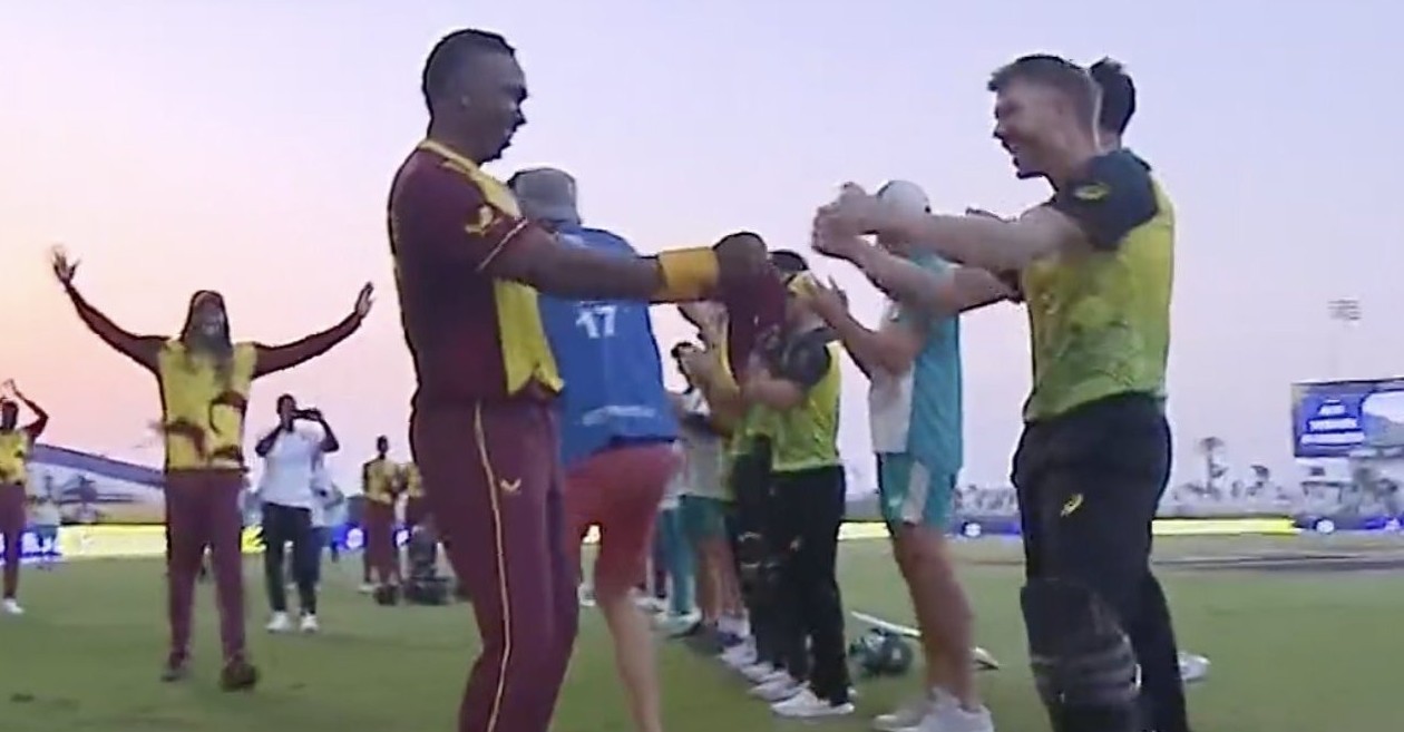 WATCH – David Warner does ‘Champion Dance’ with Dwayne Bravo as the star all-rounder retires after WI-AUS game