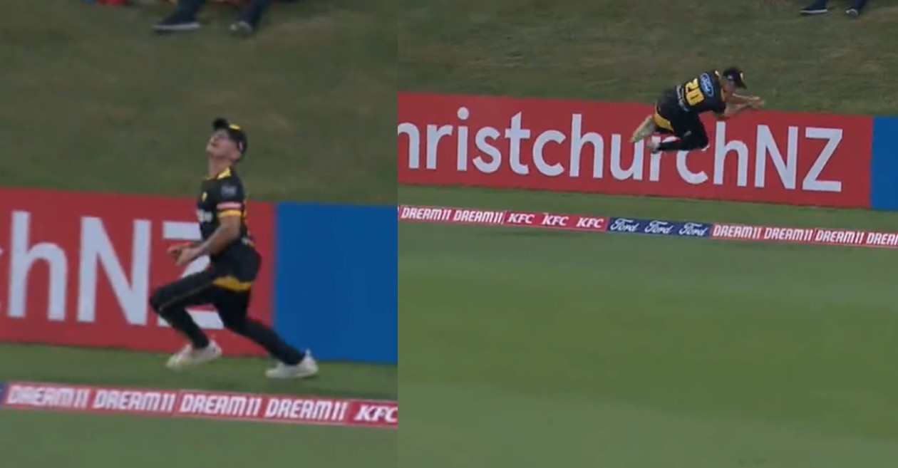 WATCH: Nathan Smith takes a stunning catch in the opening match of Super Smash T20 League