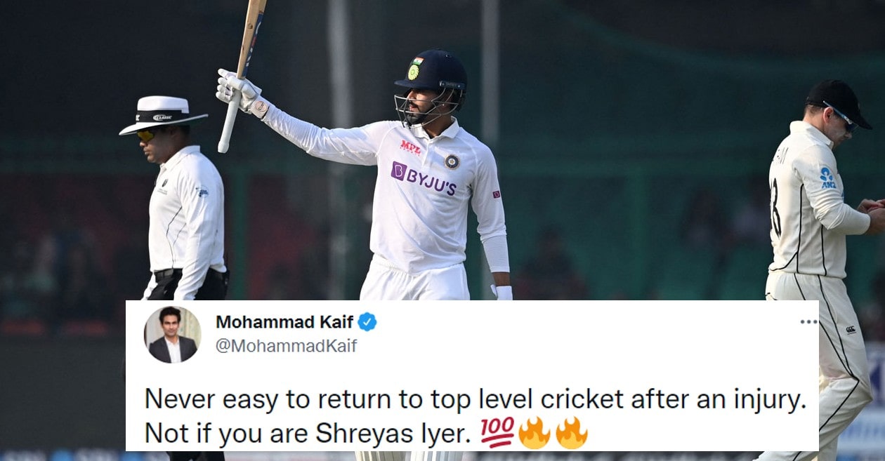 Twitter erupts as Shreyas Iyer hit a century on his debut in Kanpur Test