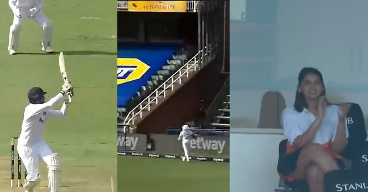 WATCH: Jasprit Bumrah’s splendid six off Kagiso Rabada leaves Sanjana Ganesan all smiling