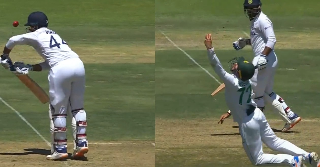 WATCH – Rassie Van Der Dussen grabs a blinder to dismiss Hanuma Vihari on Day 1 of 2nd Test