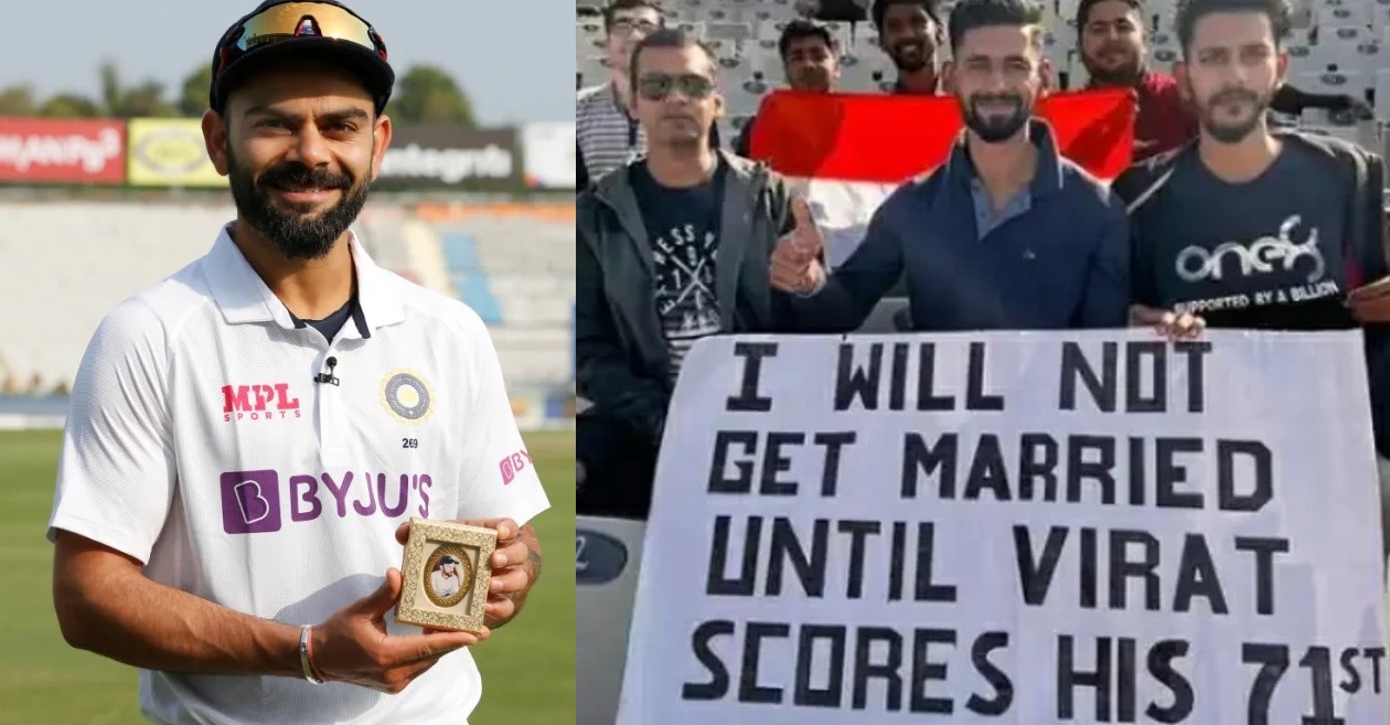 ‘Will not get married until Virat scores his 71st century’: Fan comes up with an interesting placard in Mohali