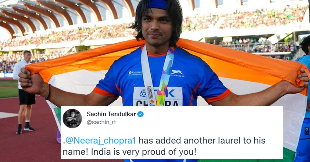 Cricket fraternity lauds Neeraj Chopra for winning a silver medal at World Athletics Championship