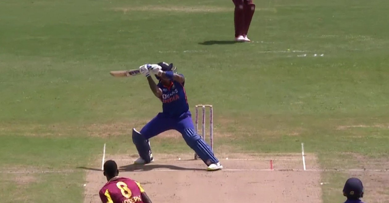 WATCH: Suryakumar Yadav’s astonishing helicopter shot off Alzarri Joseph during WI vs IND 1st T20I