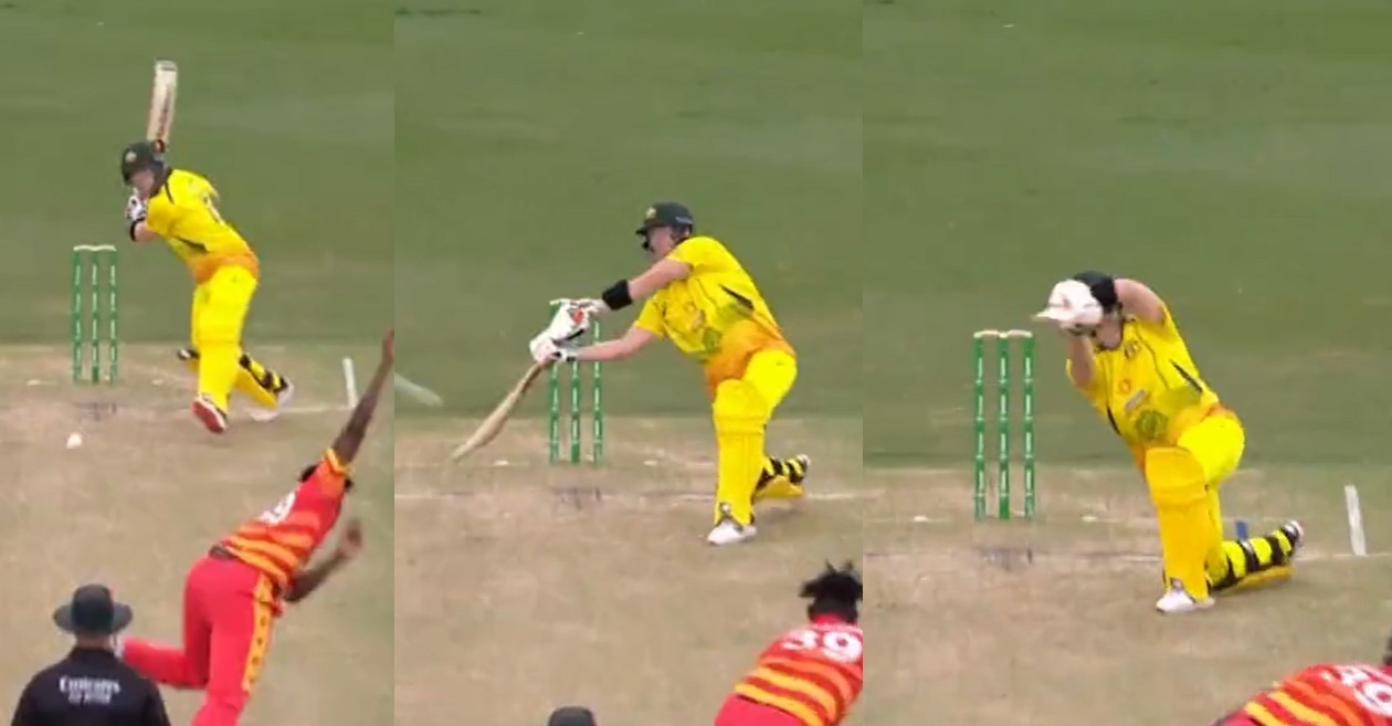 WATCH: Steve Smith hits a jaw-dropping lofted drive over point for a six in 2nd ODI against Zimbabwe