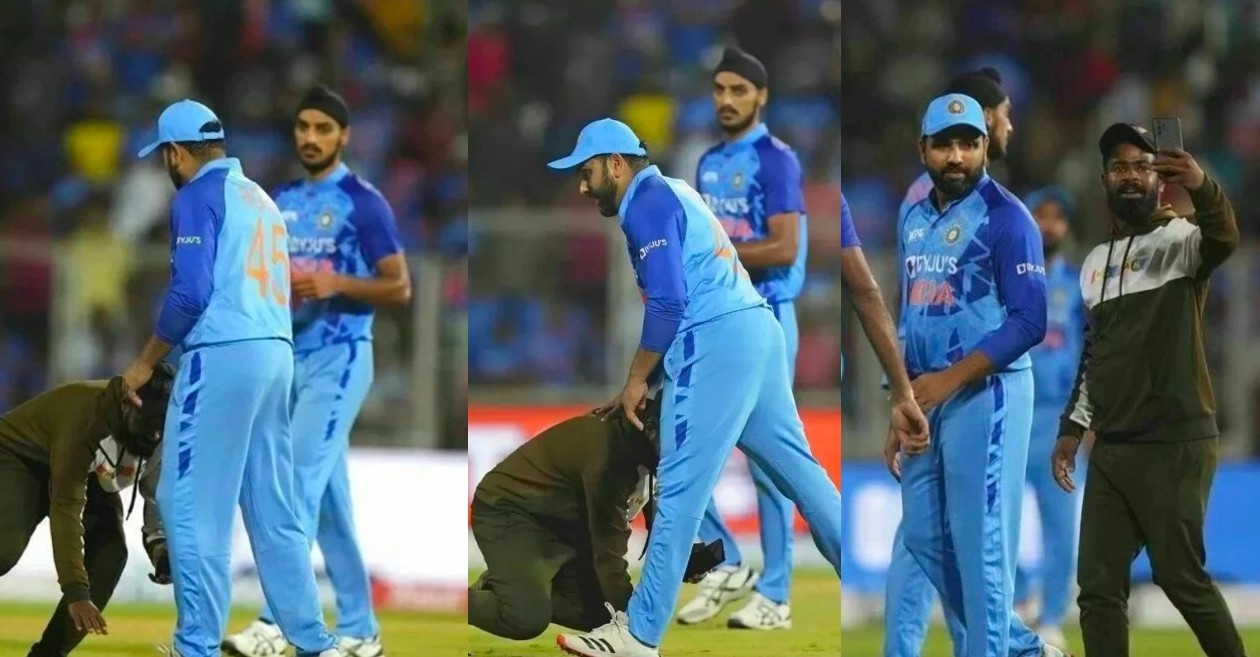 IND vs SA: WATCH – A fan breaches security in Thiruvananthapuram to touch Indian skipper Rohit Sharma’s feet