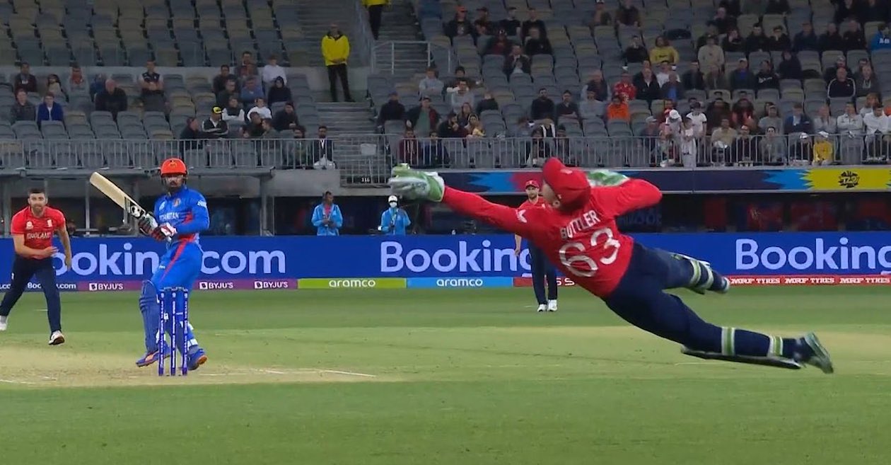 T20 World Cup [WATCH]: Jos Buttler grabs a blinder to see-off Mohammad Nabi