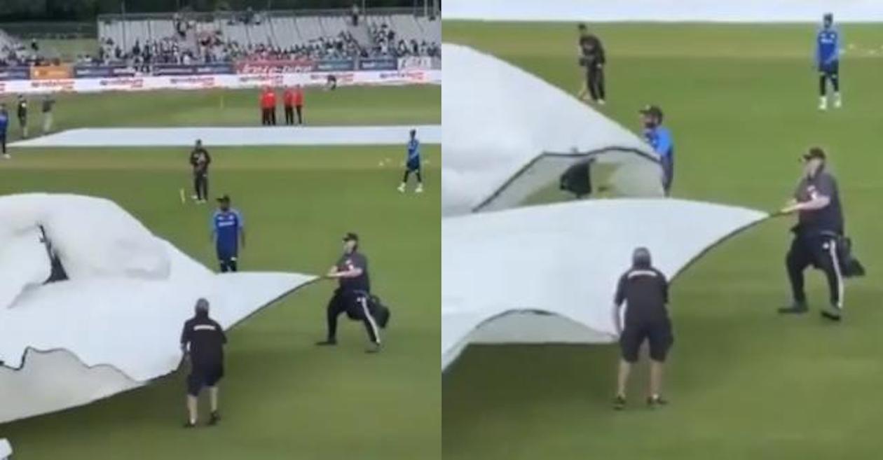 WATCH: Sanju Samson helping the ground staff amid heavy rain in Hamilton, wins over fans with humble gesture