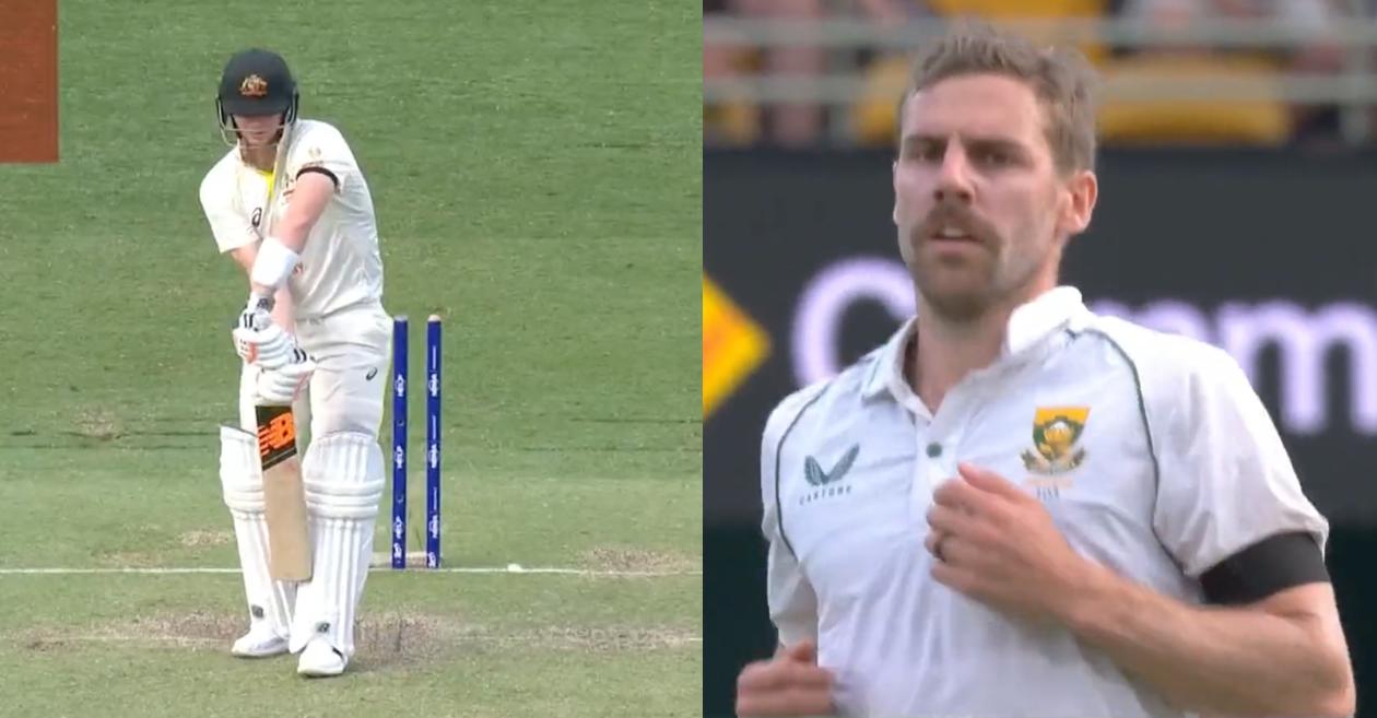 WATCH: ‘Fast and furious’ Anrich Nortje cleans up Steve Smith with an absolute ripper – AUS vs SA, 1st Test