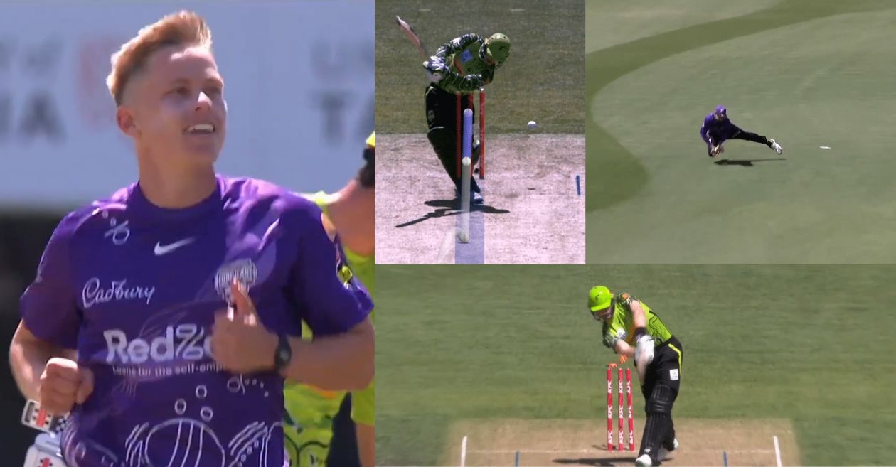 WATCH: Hobart Hurricanes’ Nathan Ellis picks up a hat-trick against Sydney Thunder in BBL|12