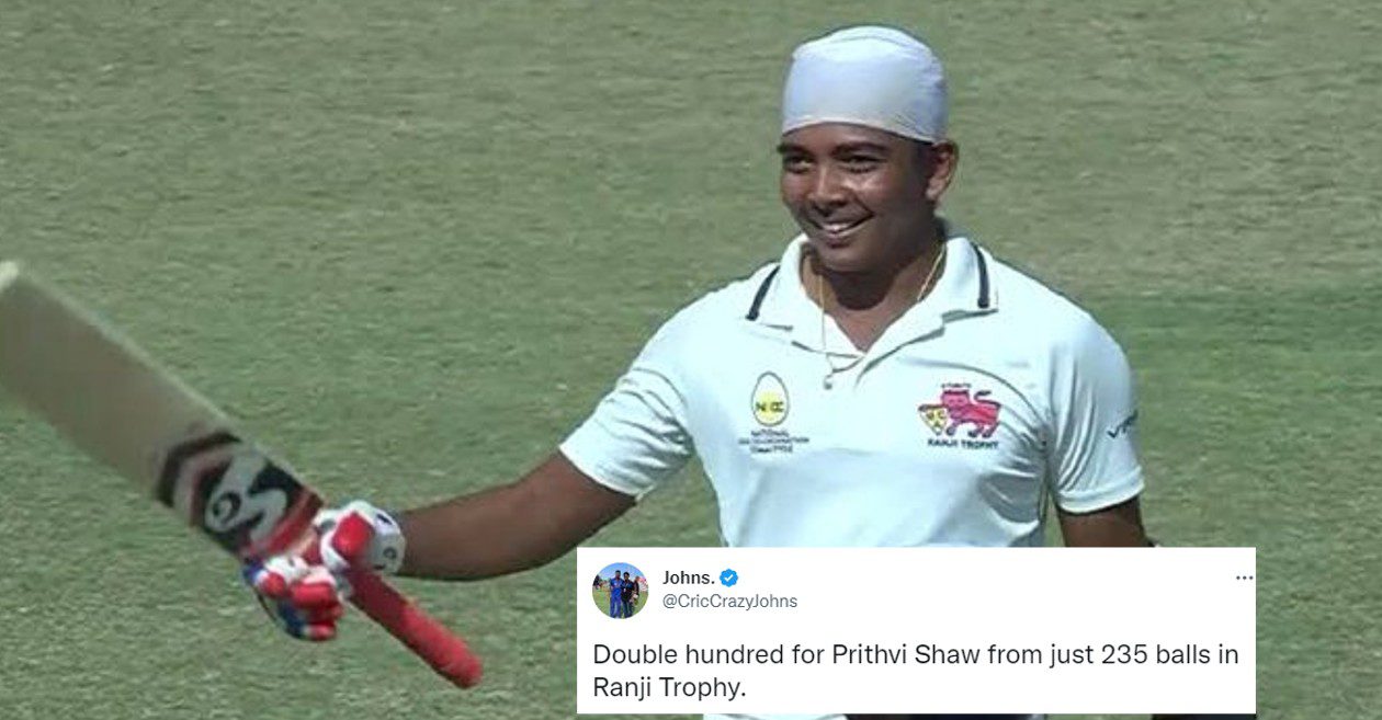 Ranji Trophy 2022-23: Netizens react as Prithvi Shaw hits a double century in Mumbai vs Assam clash