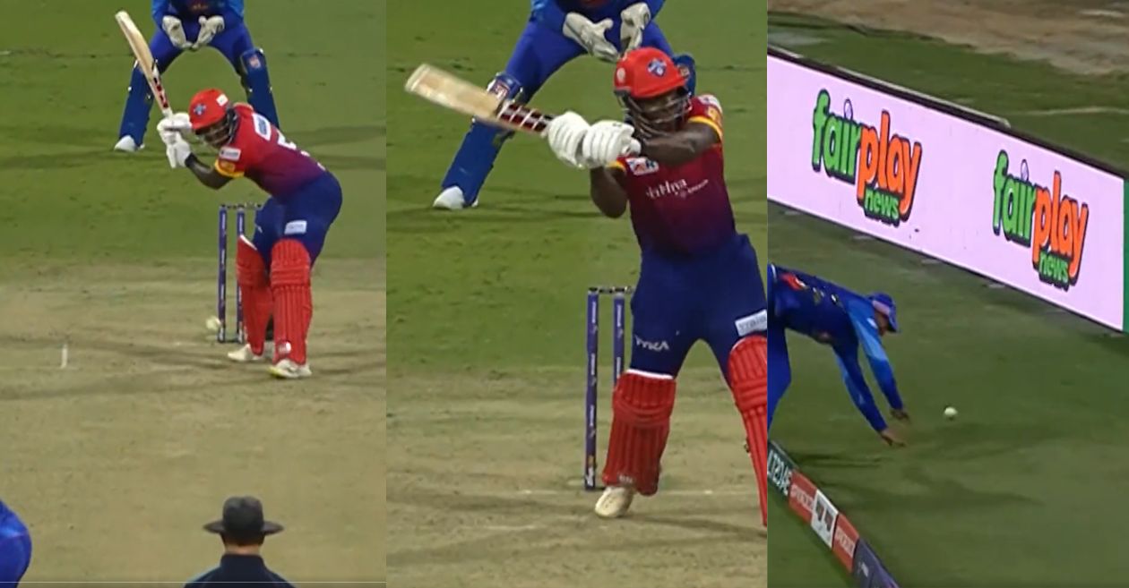 ILT20 – WATCH: Rovman Powell hits a helicopter shot in Dubai Capitals vs MI Emirates clash