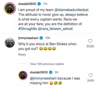 Shadab Khan and James Neesham's conversation