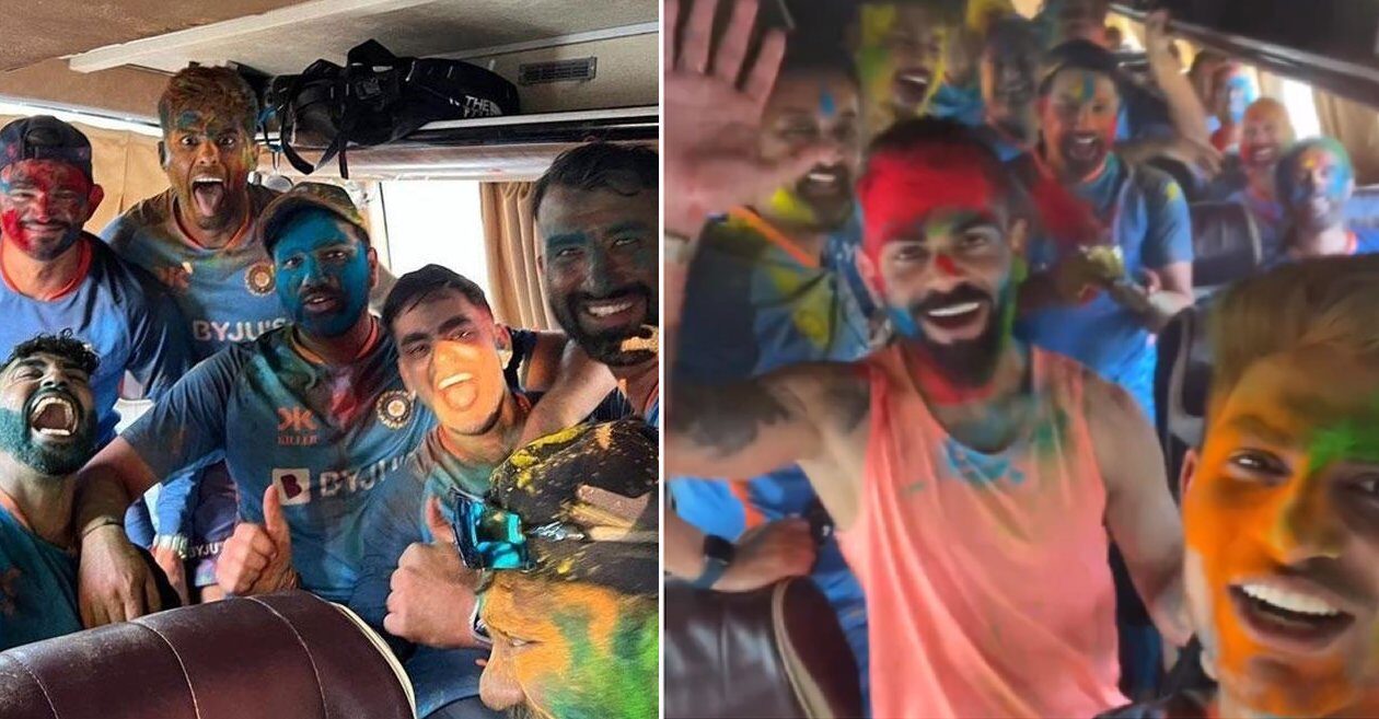 WATCH: Team India celebrate Holi in Ahmedabad ahead of 4th Test against Australia