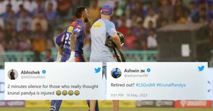 IPL 2023: Netizens react after Krunal Pandya retires hurt during LSG vs MI clash