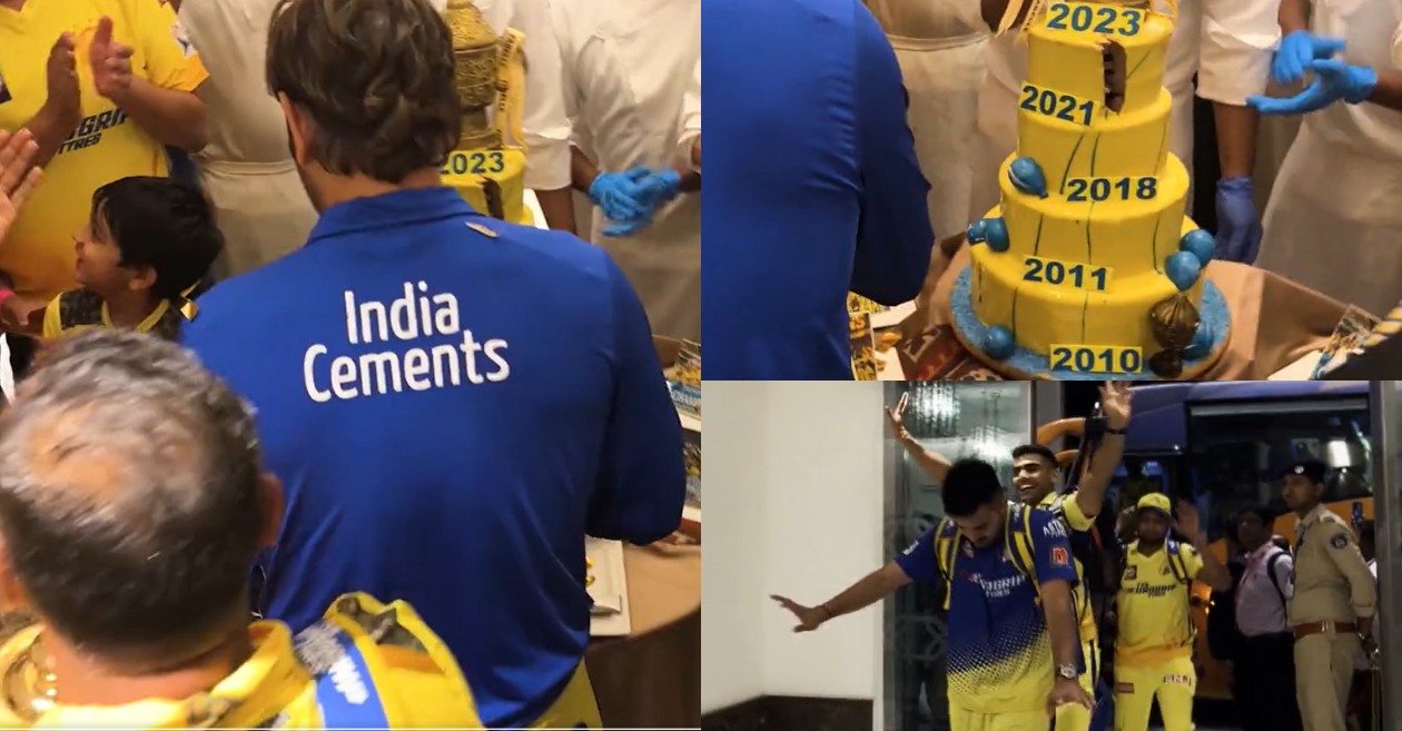 WATCH: MS Dhoni cuts a special five-tier cake as CSK receives a rousing welcome after IPL 2023 triumph