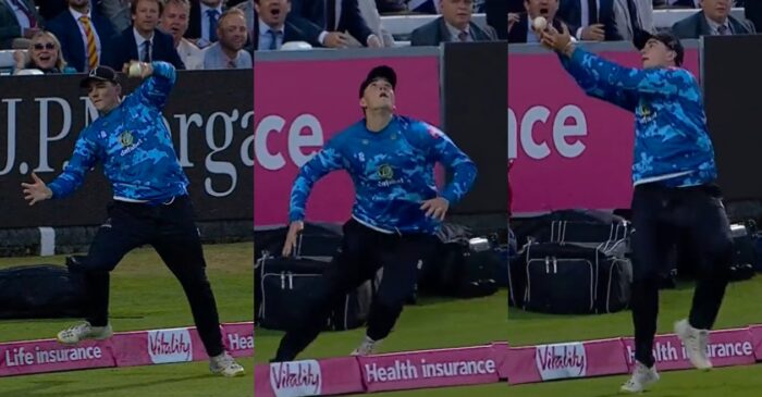 WATCH: James Coles takes a brilliant juggling boundary catch for Sussex in T20 Blast 2023