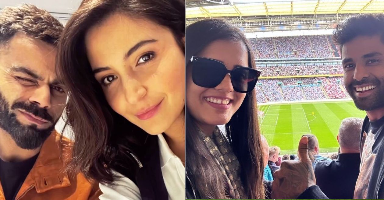 Virat Kohli, Anushka Sharma, Shubman Gill, Suryakumar Yadav and Yuvraj Singh attend the FA Cup Final in London