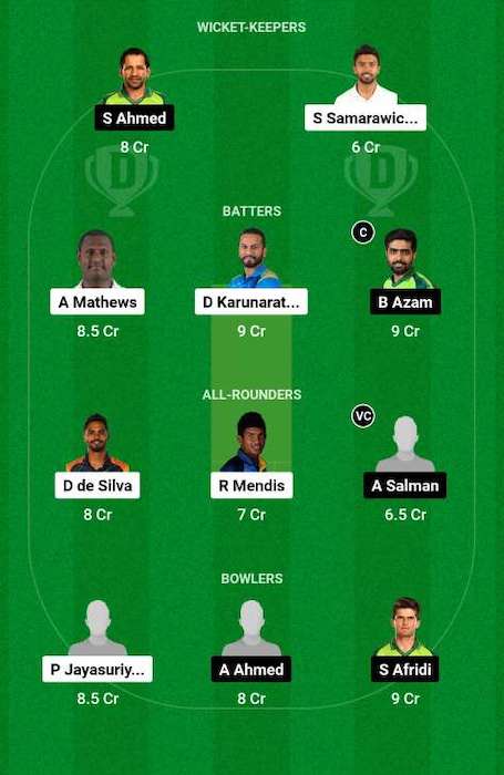 SL vs PAK 2023, 2nd Test - Dream11 Team for Grand League