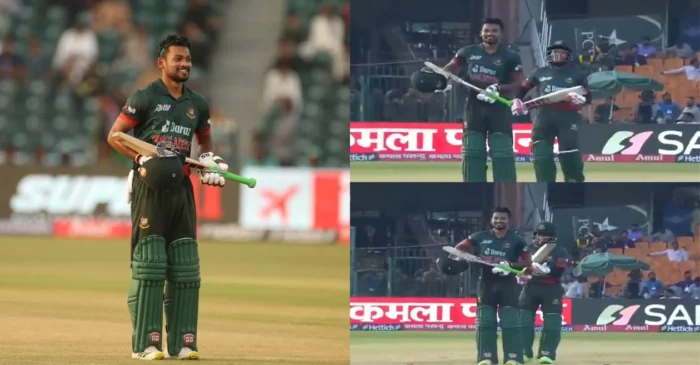 WATCH: Najmul Hossain Shanto does baby celebration to dedicate his sensational century to newborn son – BAN vs AFG, Asia Cup 2023