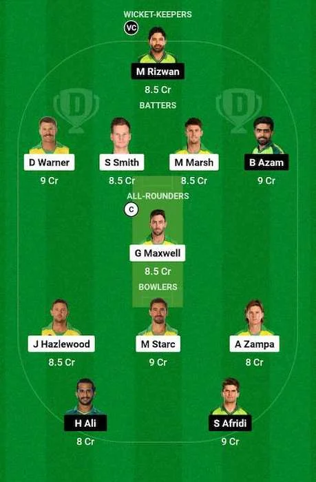 AUS vs PAK Dream11 Team for today's match - ODI World Cup 2023