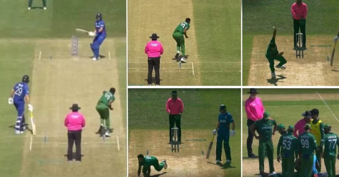 CWC 2023 [WATCH]: Mustafizur Rahman falls awkwardly on the pitch as Joe Root backs away at the last second