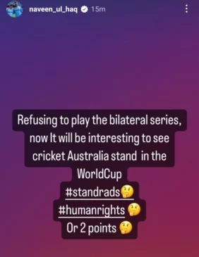 Naveen Ul Haq's instagram story