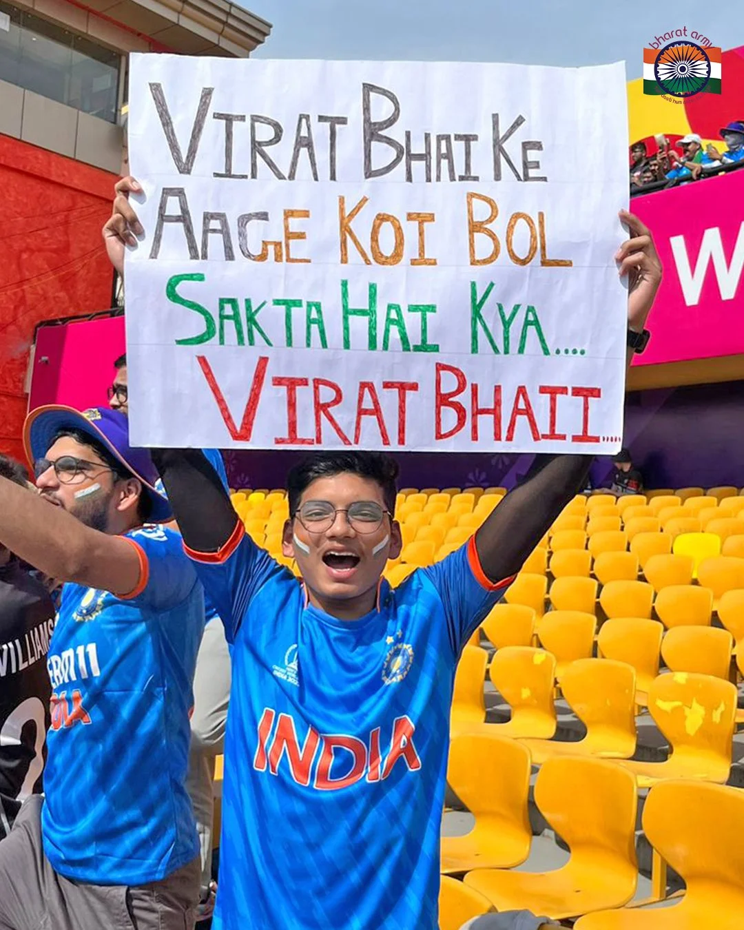 Placard dedicated to Virat Kohli