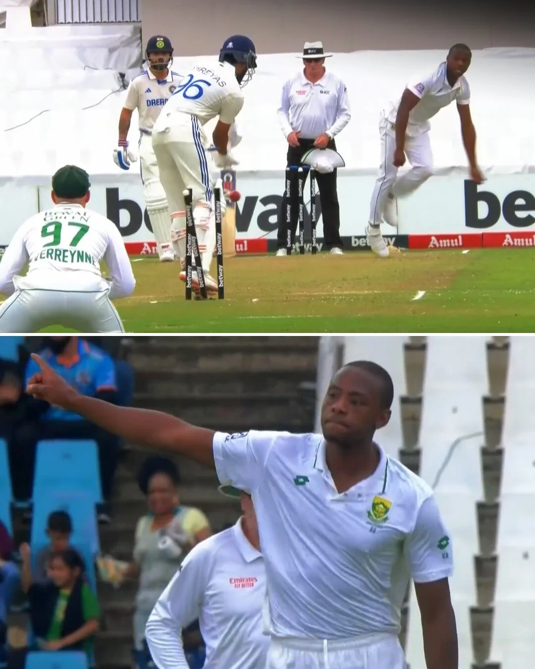 Kagiso Rabada cleans up Shreyas Iyer